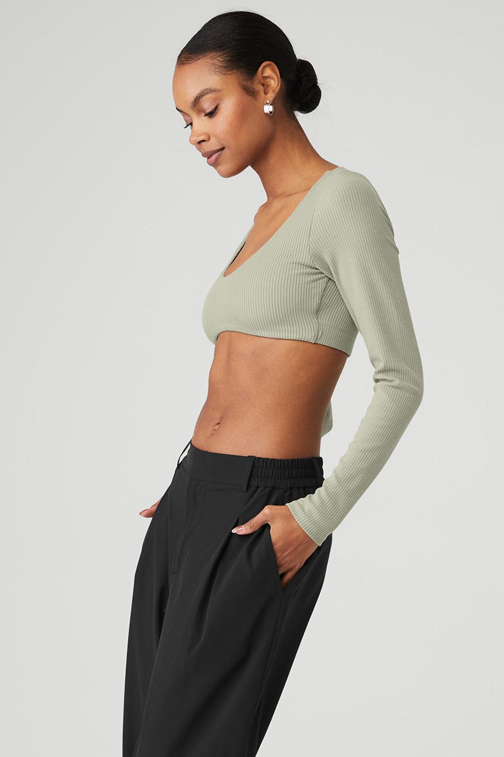 Alo Yoga Ribbed Defined Long Sleeve Donna Reggiseno Limestone | Italia  YPW-624318