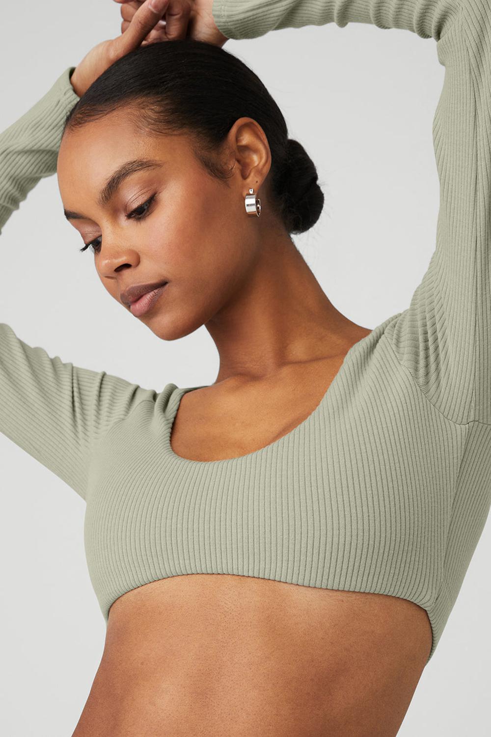 Alo Yoga Ribbed Defined Long Sleeve Donna Reggiseno Limestone | Italia  YPW-624318