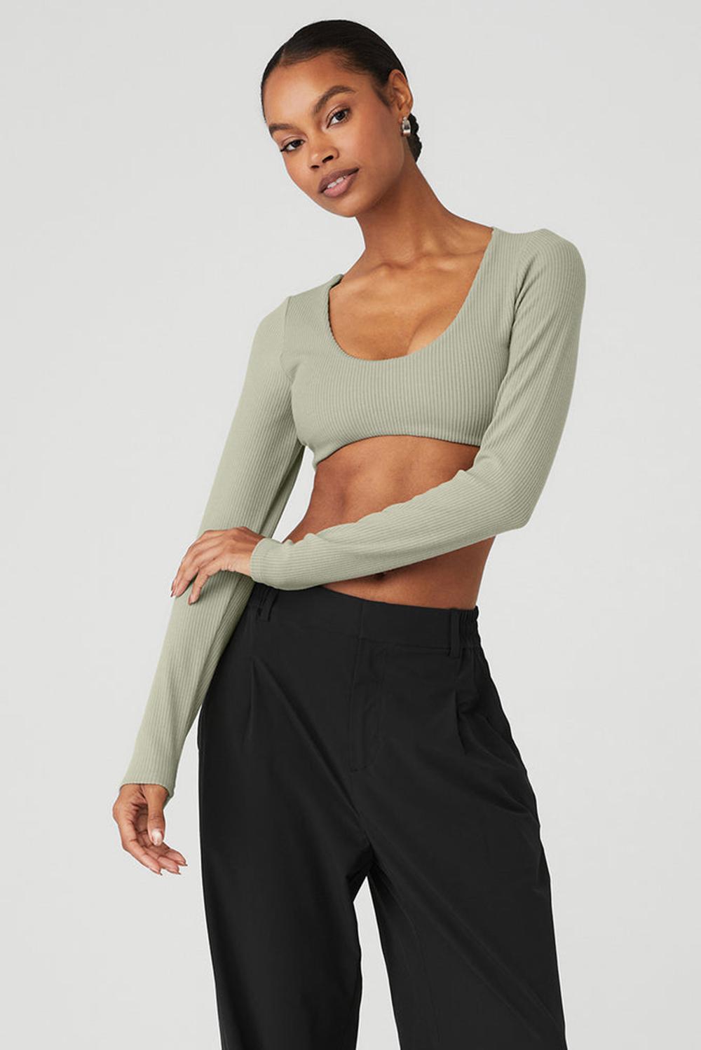 Alo Yoga Ribbed Defined Long Sleeve Donna Reggiseno Limestone | Italia  YPW-624318