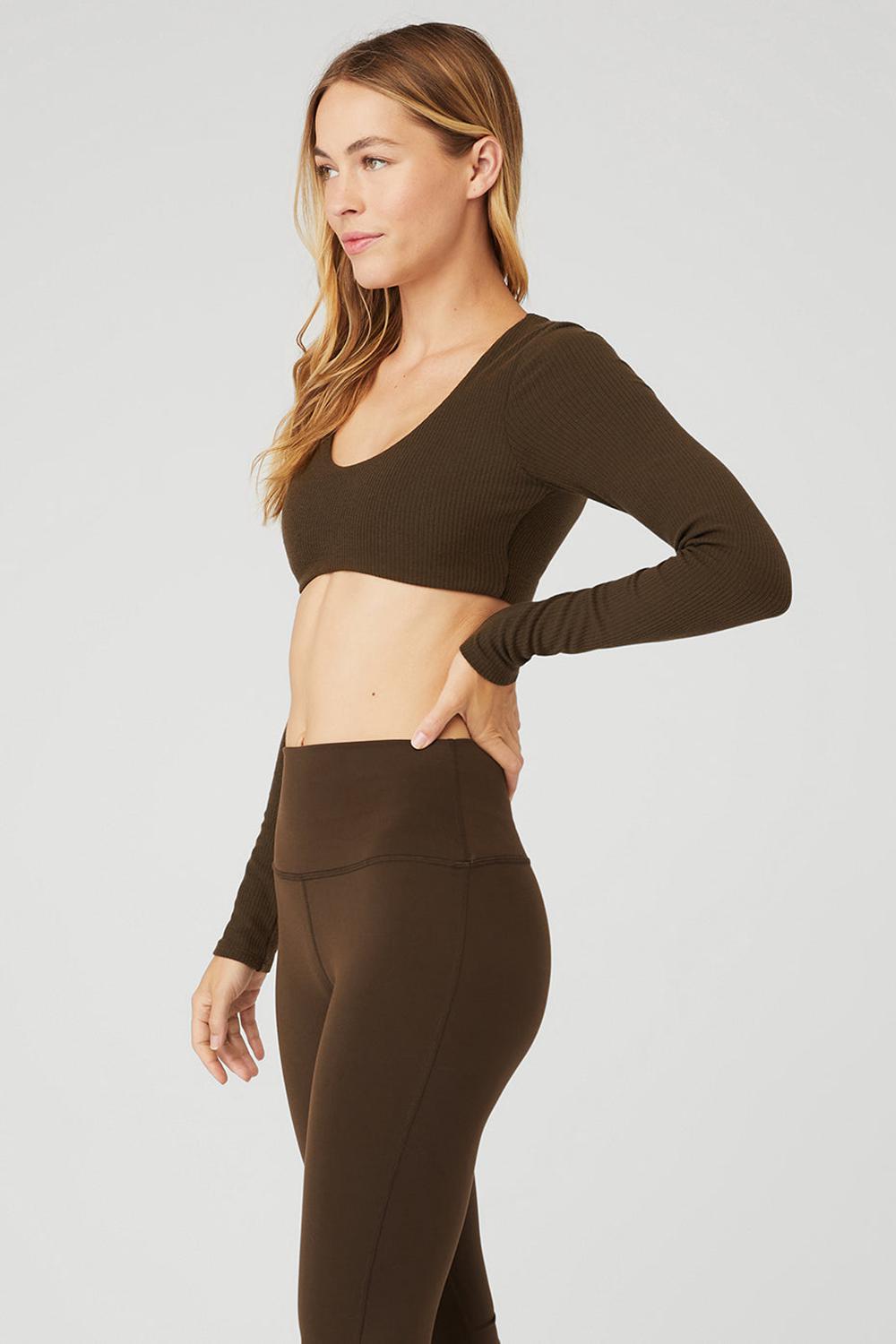 Alo Yoga Ribbed Defined Long Sleeve Donna Reggiseno Espresso | Italia  UWQ-421790