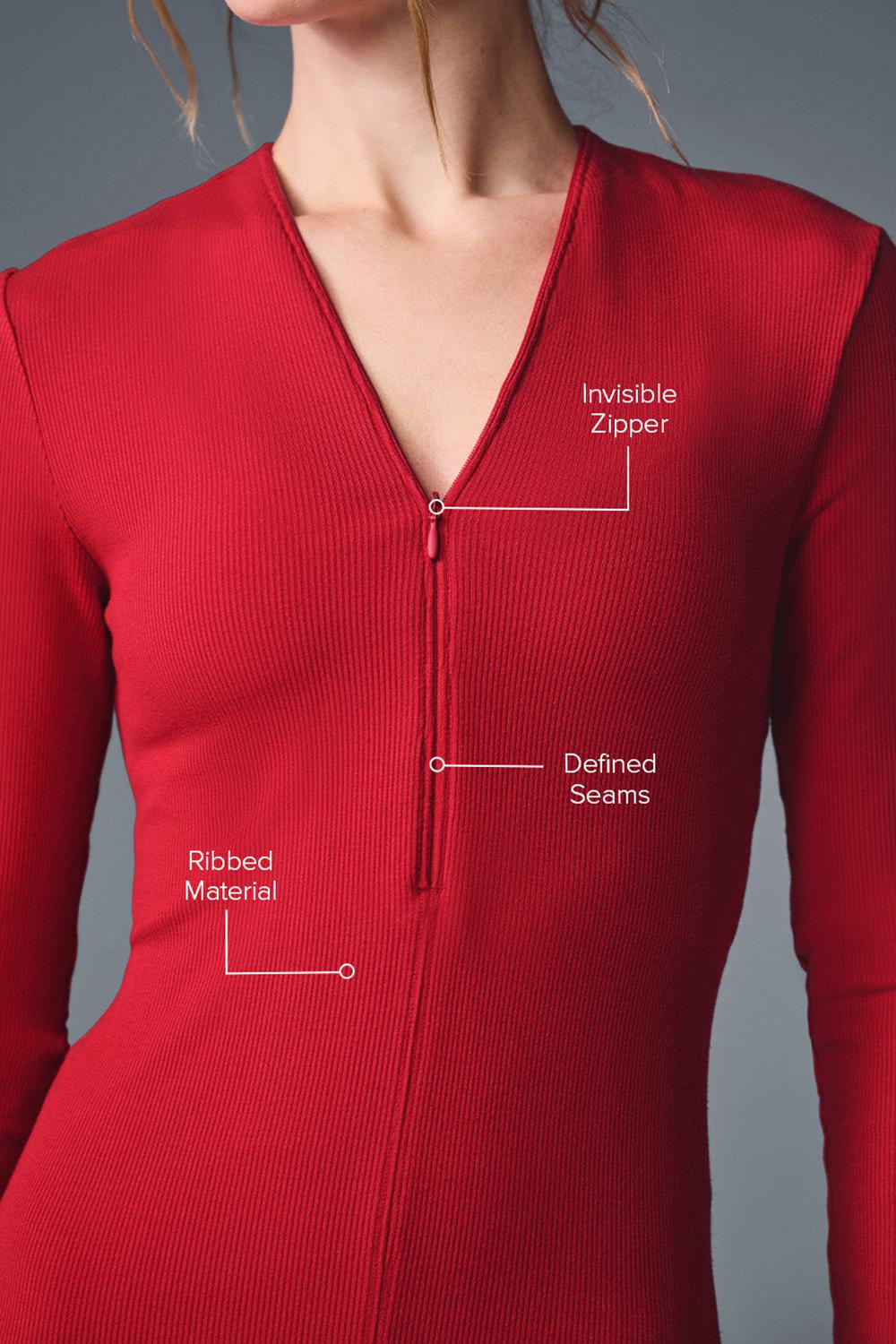 Alo Yoga Ribbed Mesmerize Donna Maniche Lunghe Rosse | Italia  ETH-743261