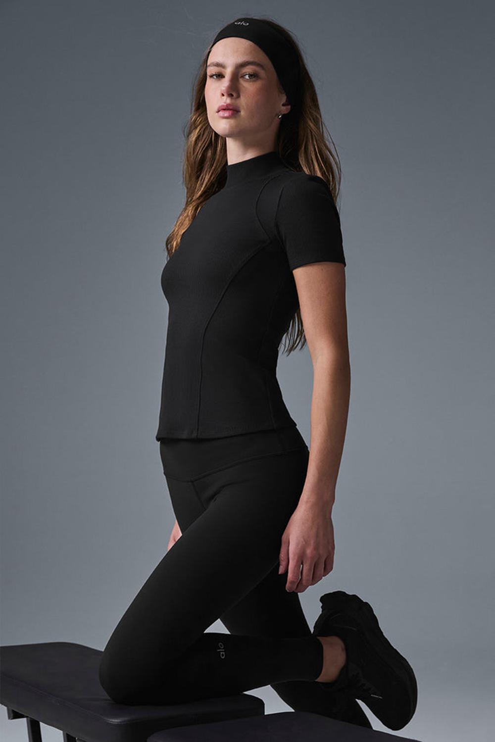 Alo Yoga Ribbed Mesmerize Donna Short Sleeve Nere | Italia  PTG-390426
