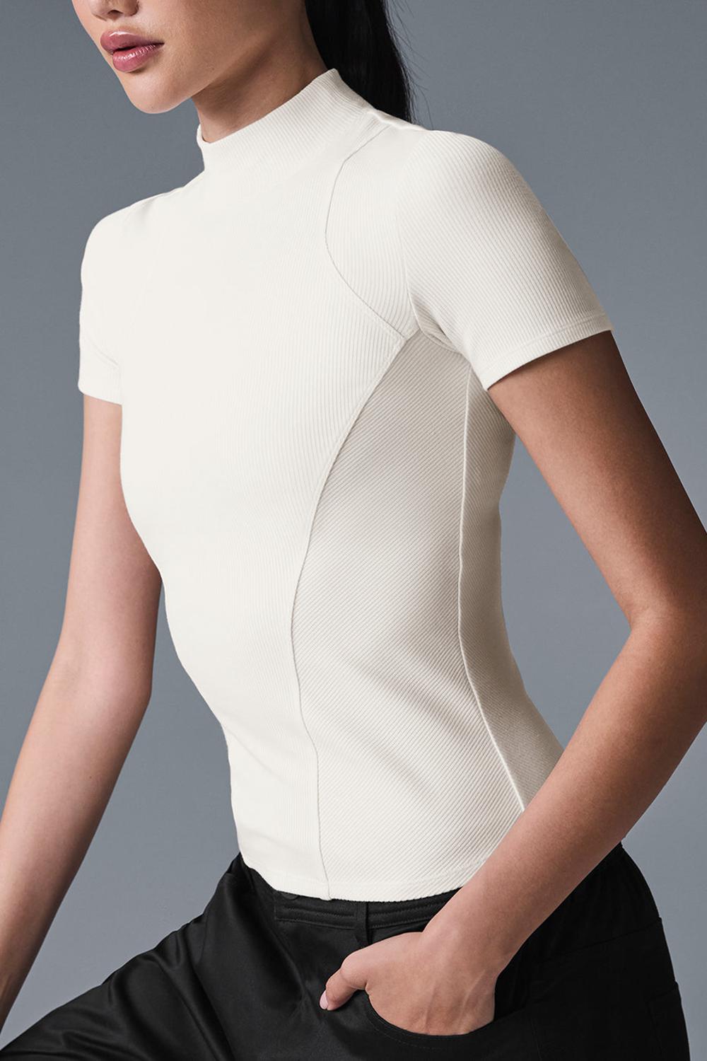 Alo Yoga Ribbed Mesmerize Donna Short Sleeve Ivory | Italia  AMG-172468