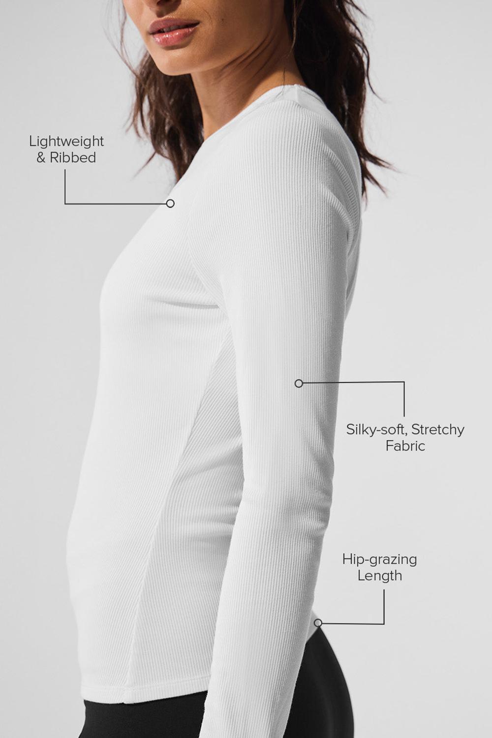 Alo Yoga Ribbed Modal Donna Maniche Lunghe Bianche | Italia  JYF-582740