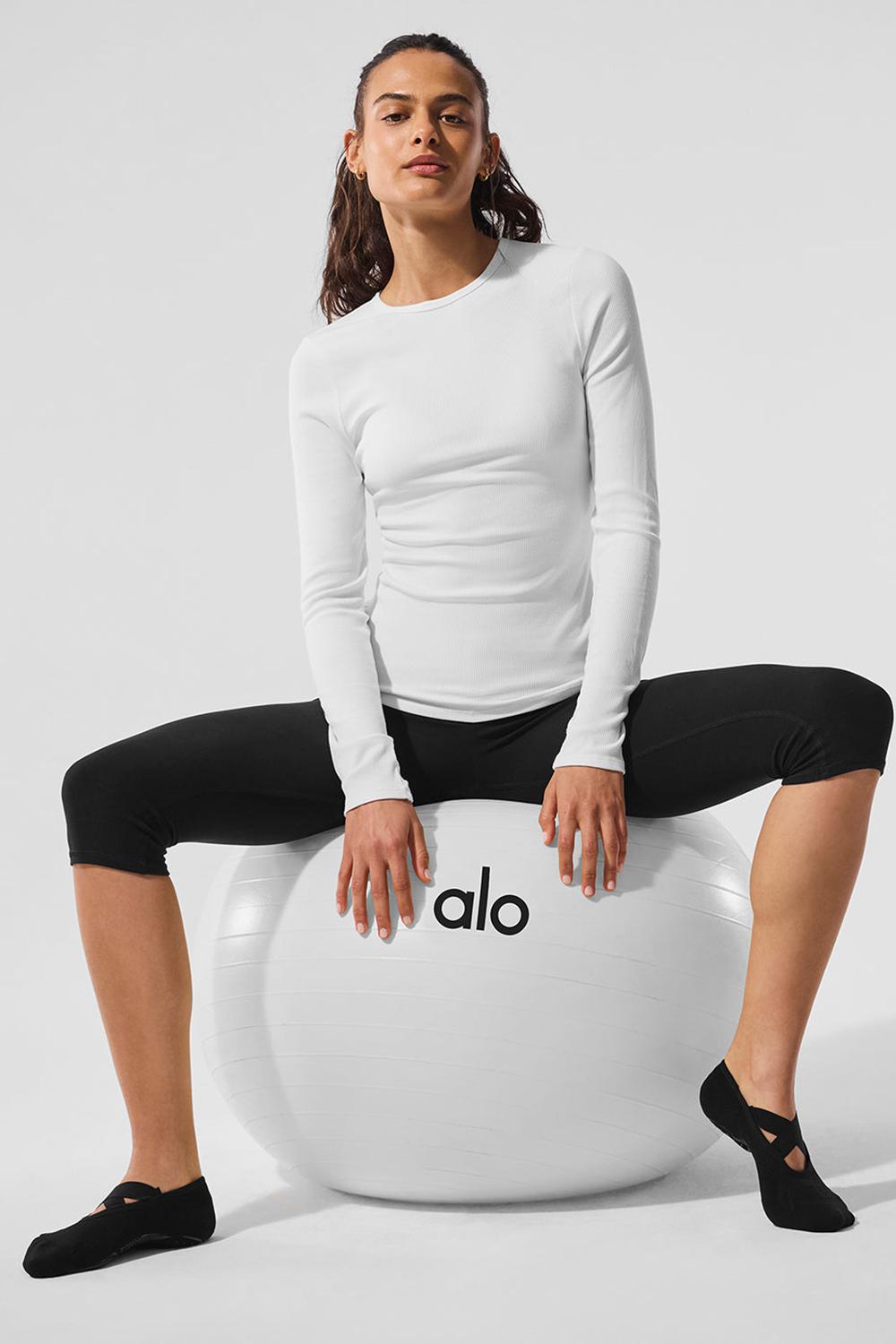 Alo Yoga Ribbed Modal Donna Maniche Lunghe Bianche | Italia  JYF-582740