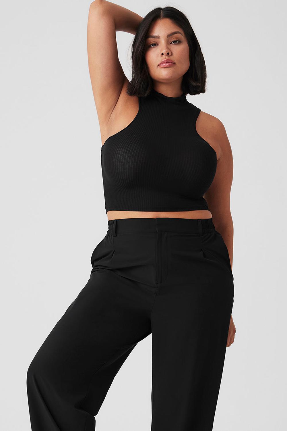 Alo Yoga Ribbed Sea Coast Cropped Turtleneck Donna Tank Nere | Italia  ILK-683915