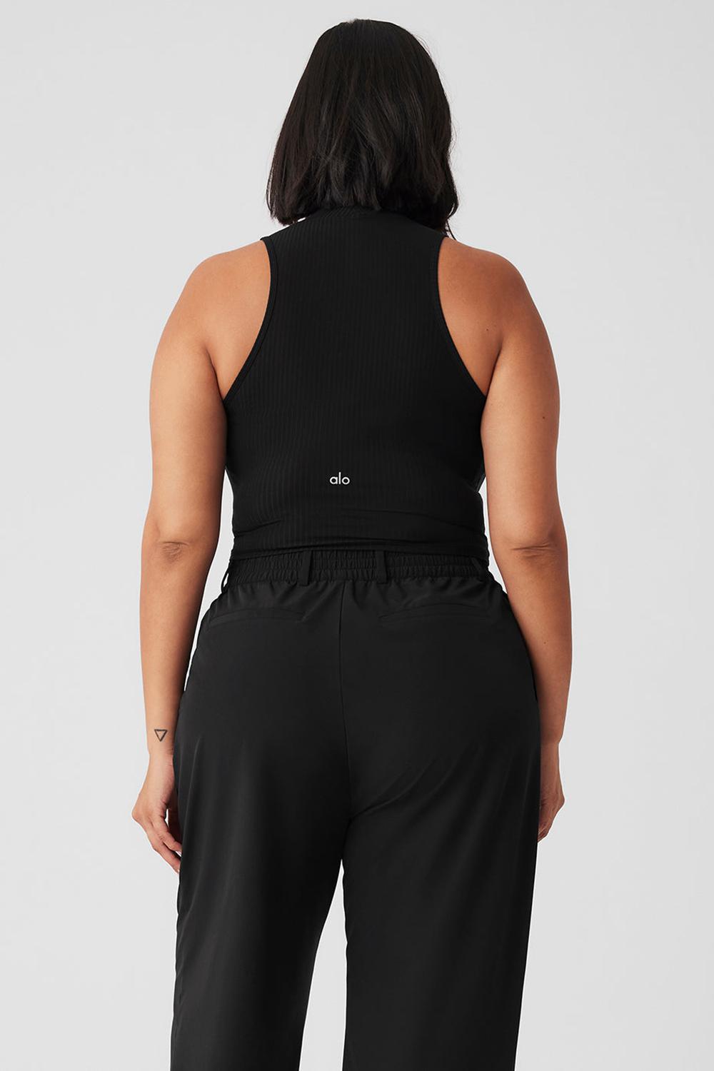 Alo Yoga Ribbed Sea Coast Cropped Turtleneck Donna Tank Nere | Italia  ILK-683915
