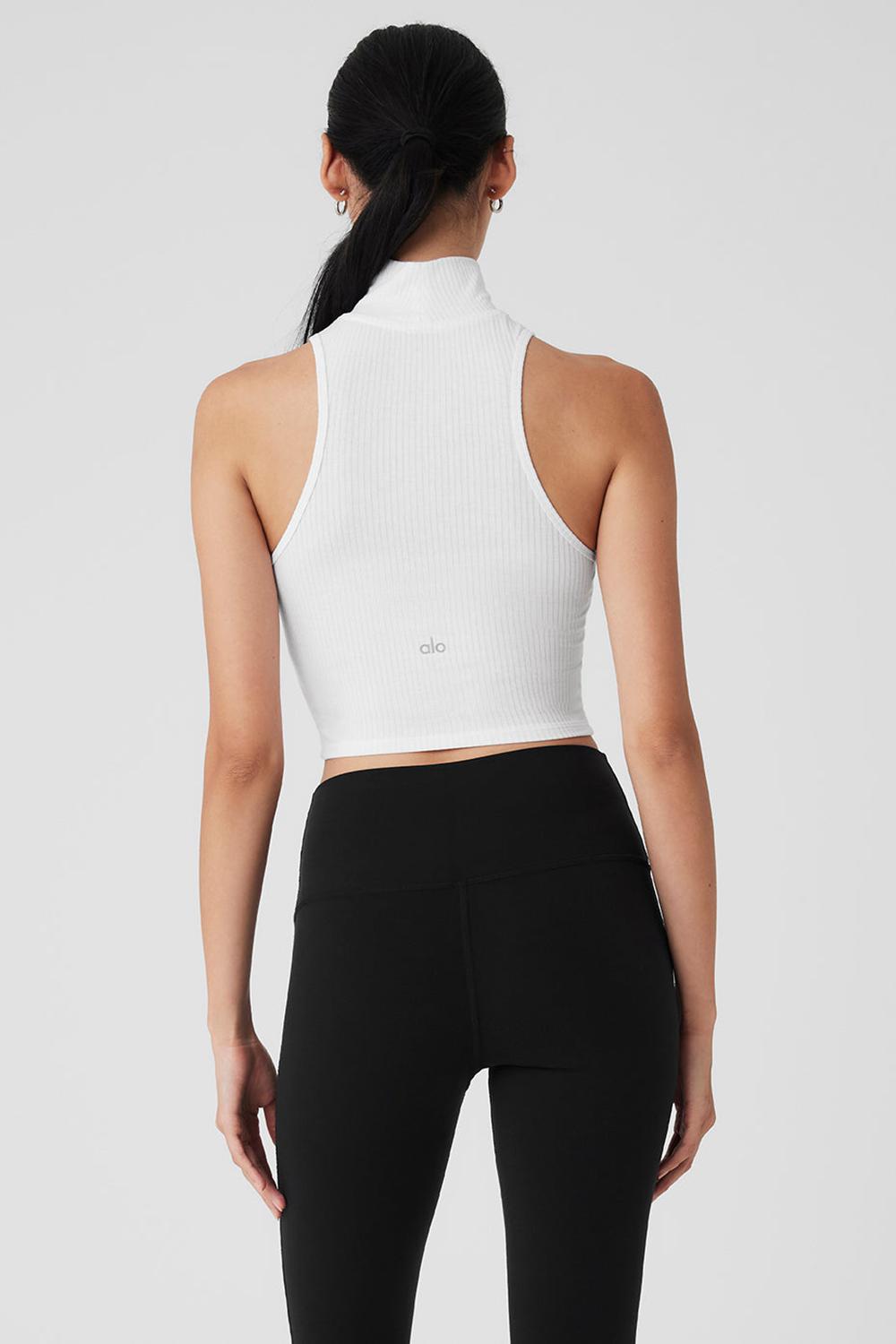 Alo Yoga Ribbed Sea Coast Cropped Turtleneck Donna Tank Bianche | Italia  ZVQ-962187