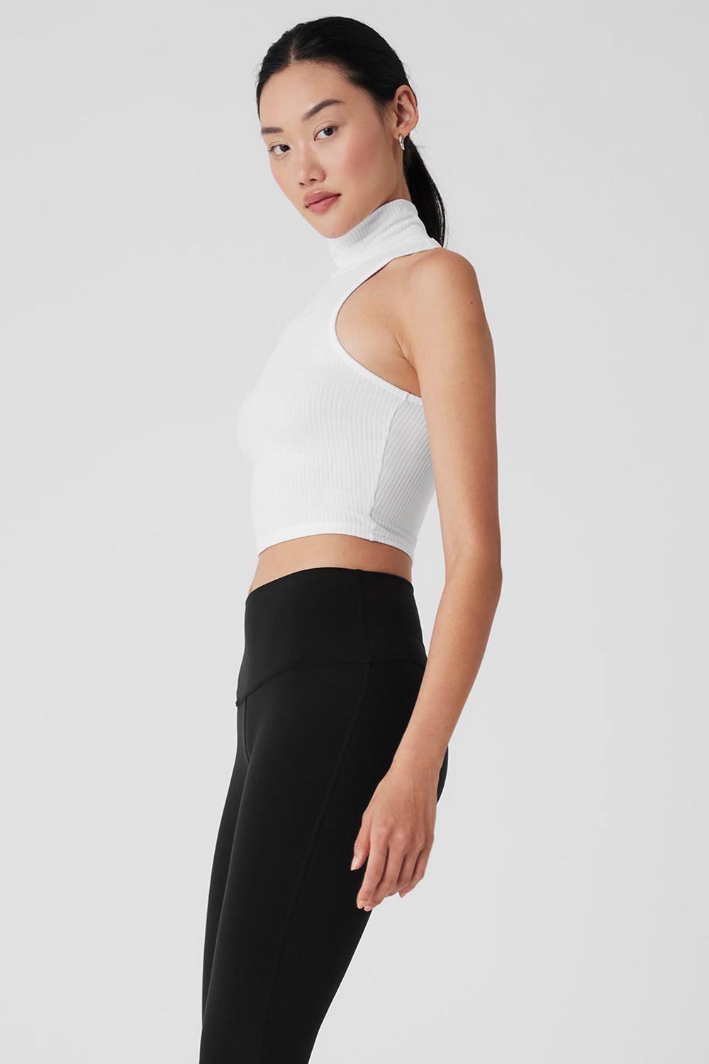 Alo Yoga Ribbed Sea Coast Cropped Turtleneck Donna Tank Bianche | Italia  ZVQ-962187