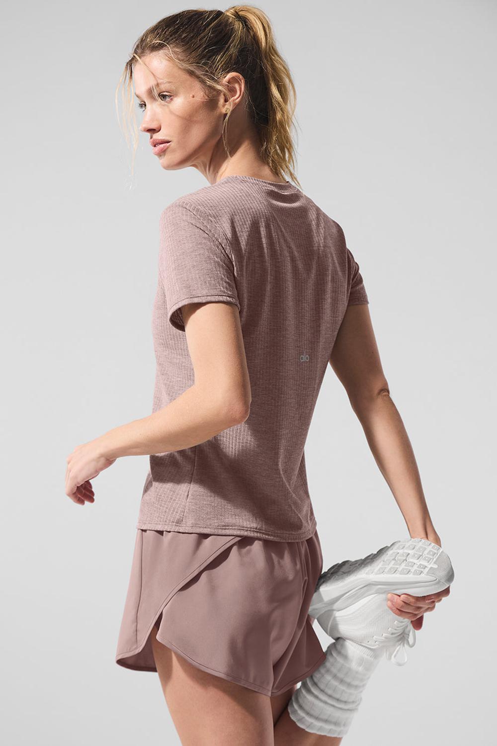Alo Yoga Ribbed Sea Coast Donna Tee Mushroom Heather | Italia  CET-563129