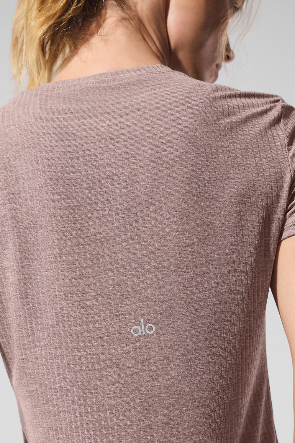 Alo Yoga Ribbed Sea Coast Donna Tee Mushroom Heather | Italia  CET-563129