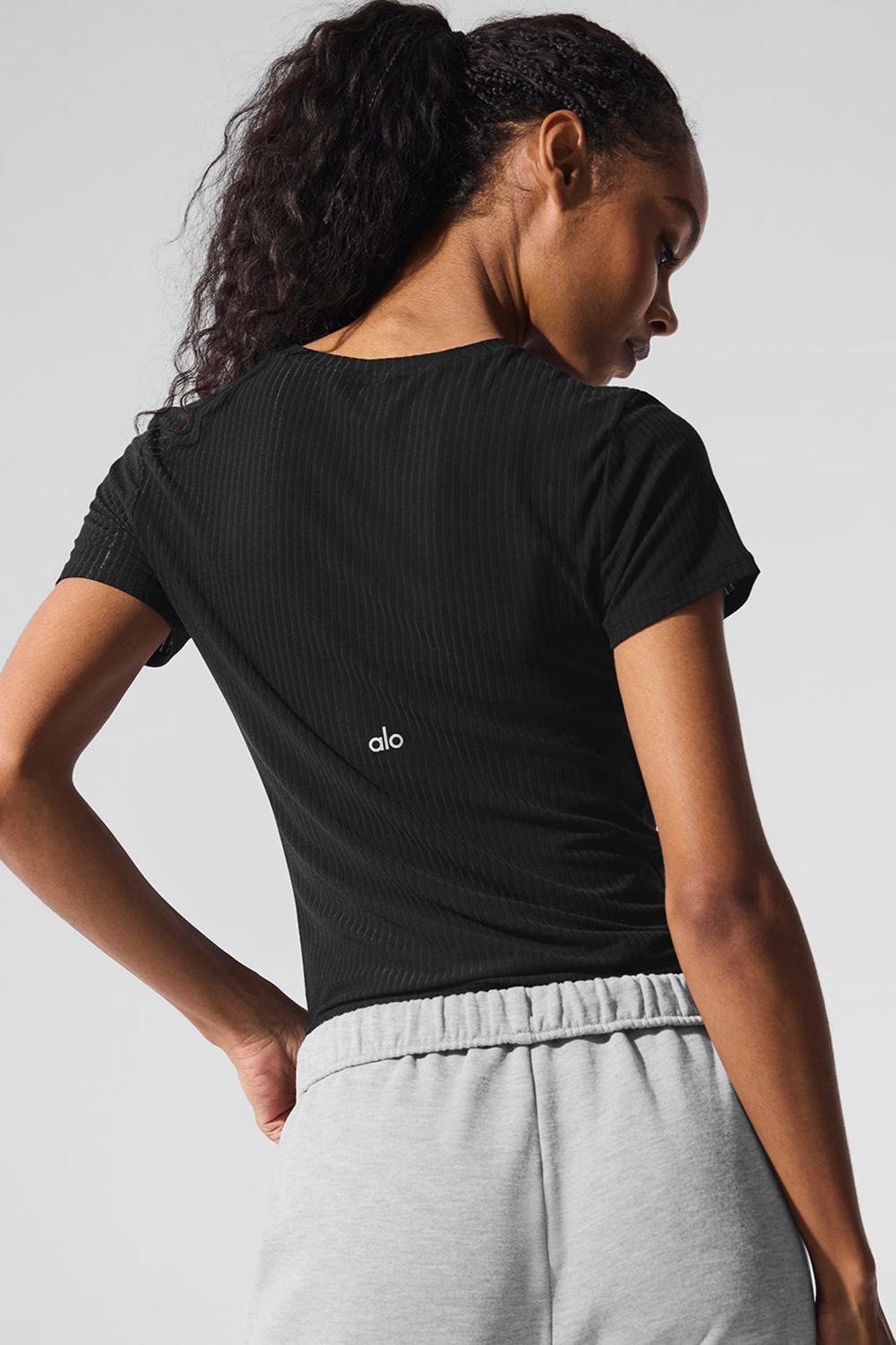 Alo Yoga Ribbed Sea Coast Donna Tee Nere | Italia  BAZ-796045