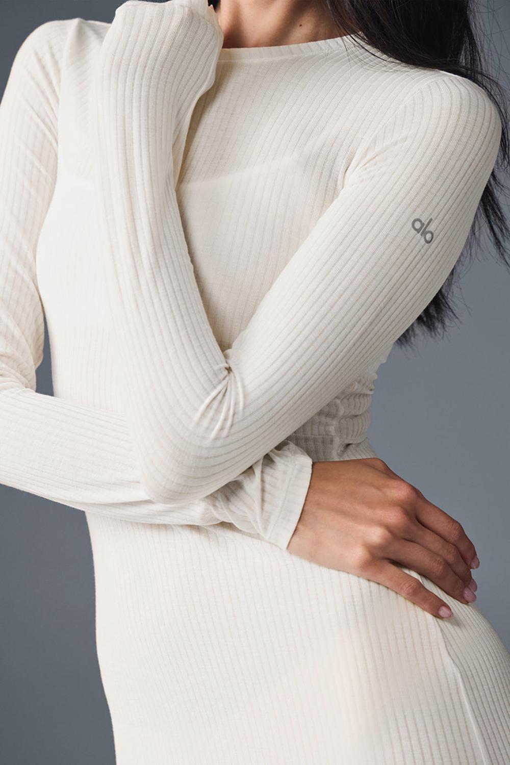 Alo Yoga Ribbed Sea Coast Long Sleeve Donna Vestito Ivory | Italia  PIO-605138
