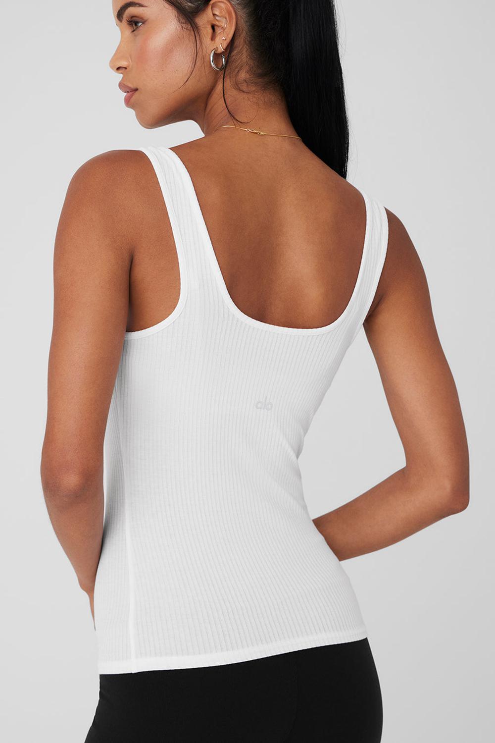 Alo Yoga Ribbed Sea Coast Scoop Neck Donna Tank Bianche | Italia  HRF-965817