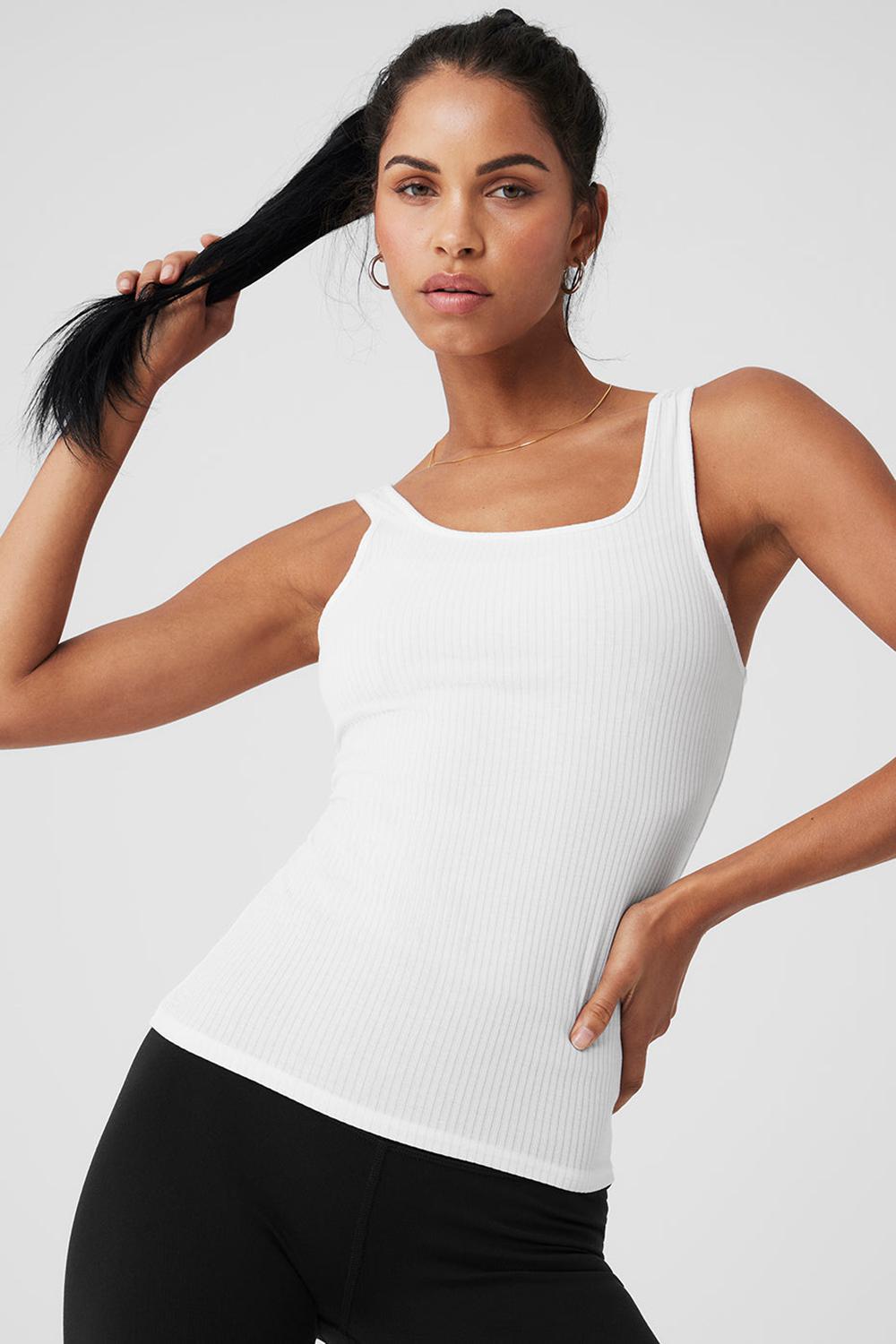 Alo Yoga Ribbed Sea Coast Scoop Neck Donna Tank Bianche | Italia  HRF-965817