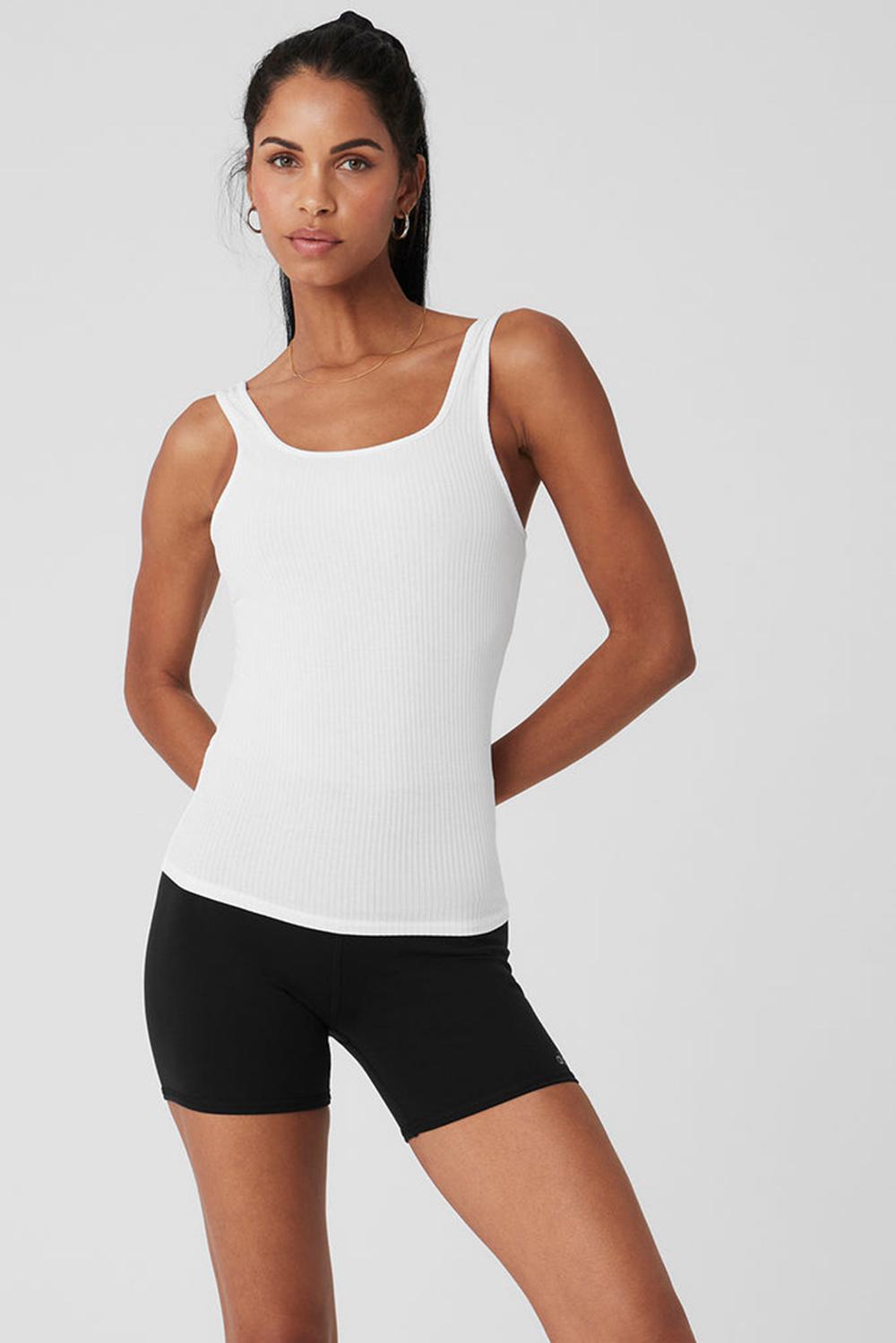 Alo Yoga Ribbed Sea Coast Scoop Neck Donna Tank Bianche | Italia  HRF-965817
