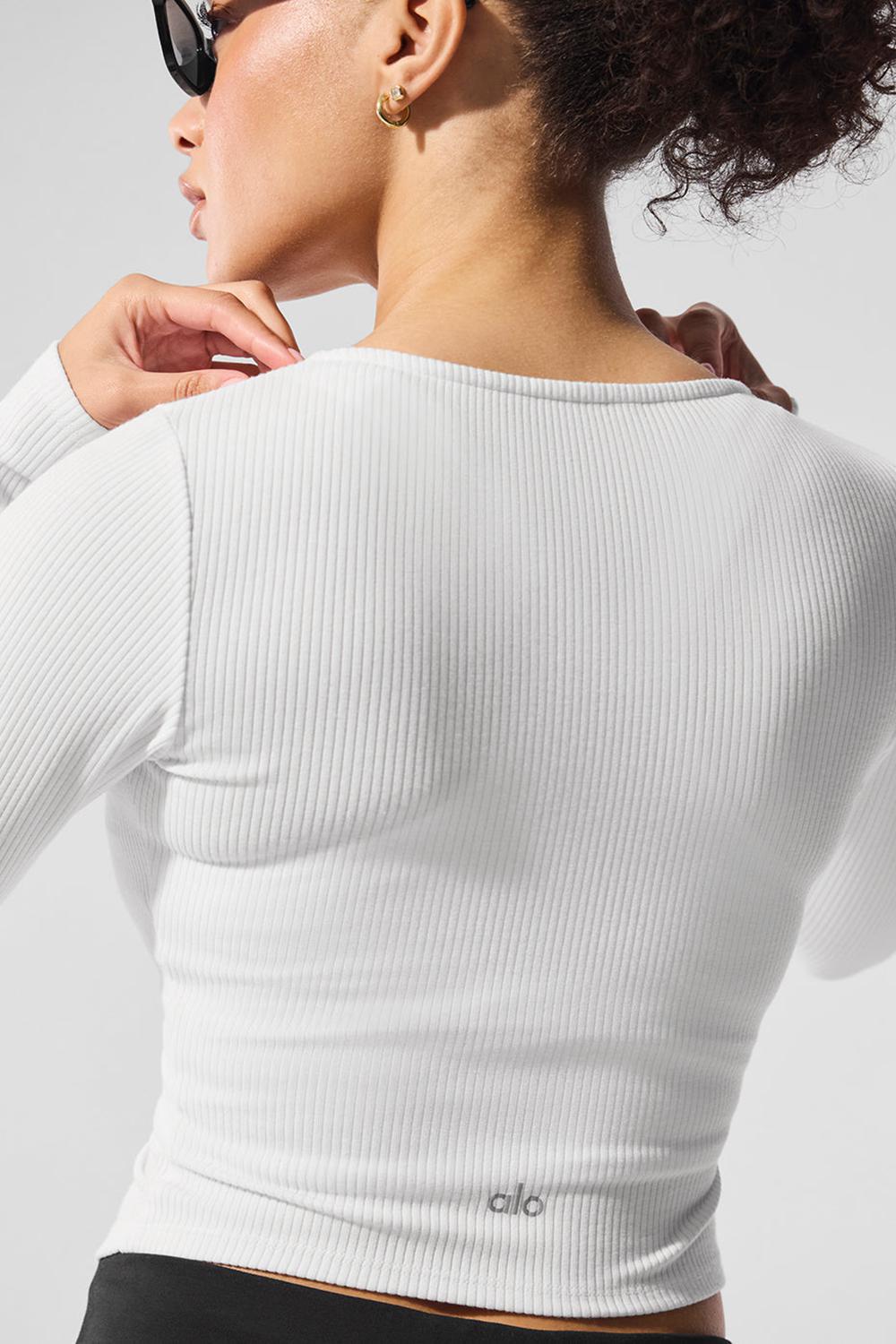 Alo Yoga Ribbed Stardust Donna Maniche Lunghe Bianche | Italia  CDY-953428