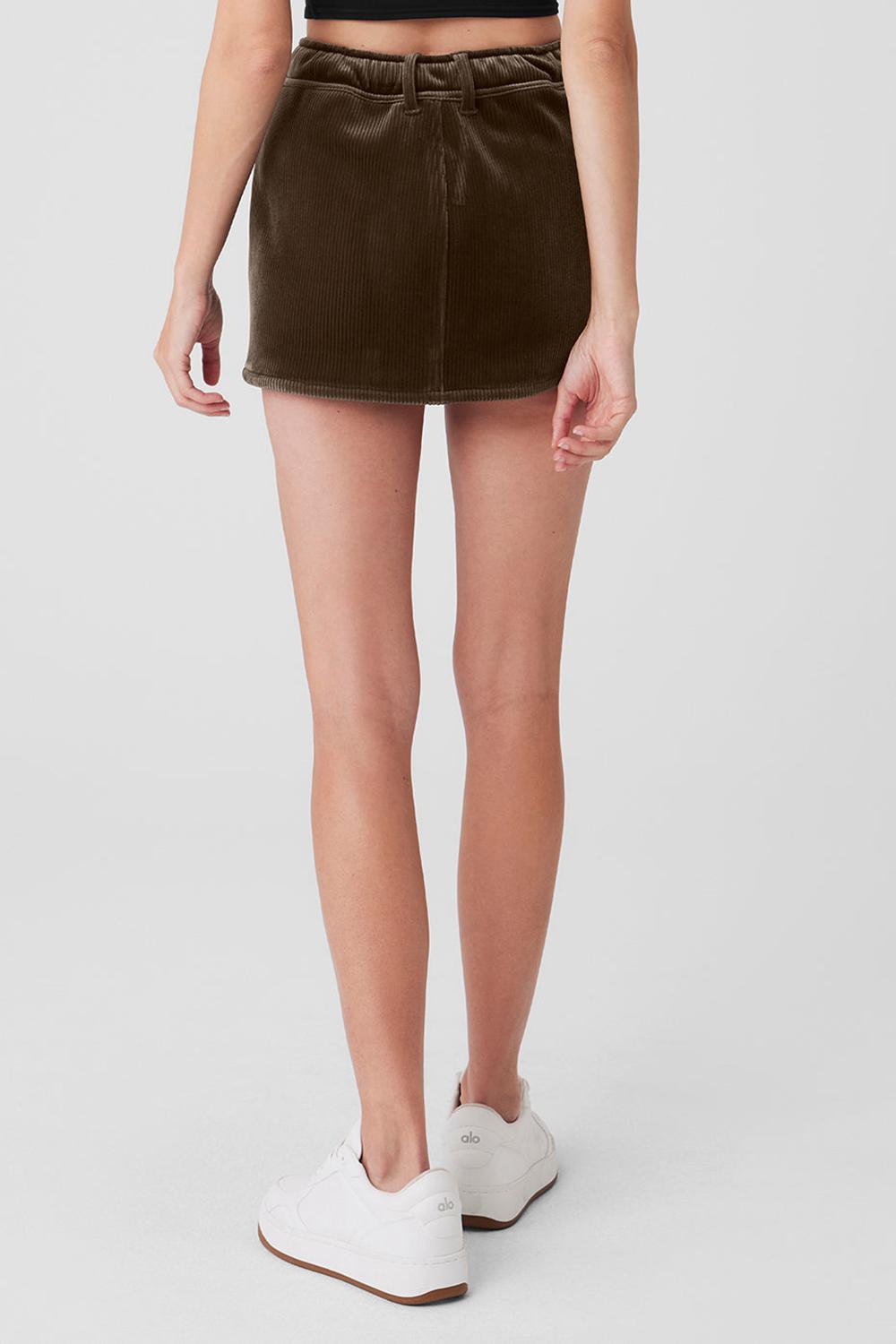 Alo Yoga Ribbed Velour Baller Mini Donna Gonna Macchiato | Italia  JCT-739602