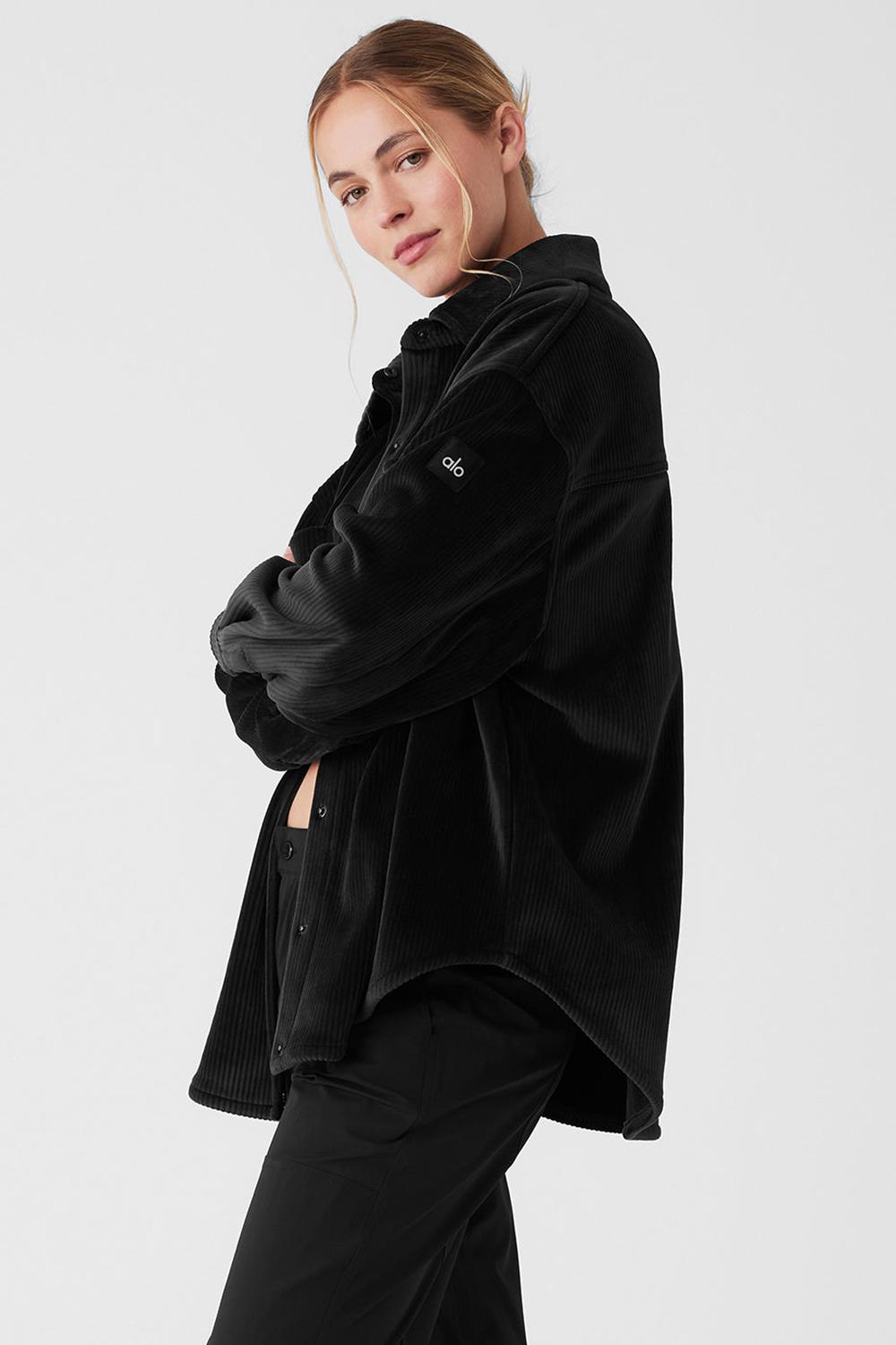 Alo Yoga Ribbed Velour Mountain Side Shacket Donna Giacca Nere | Italia  GQL-853467