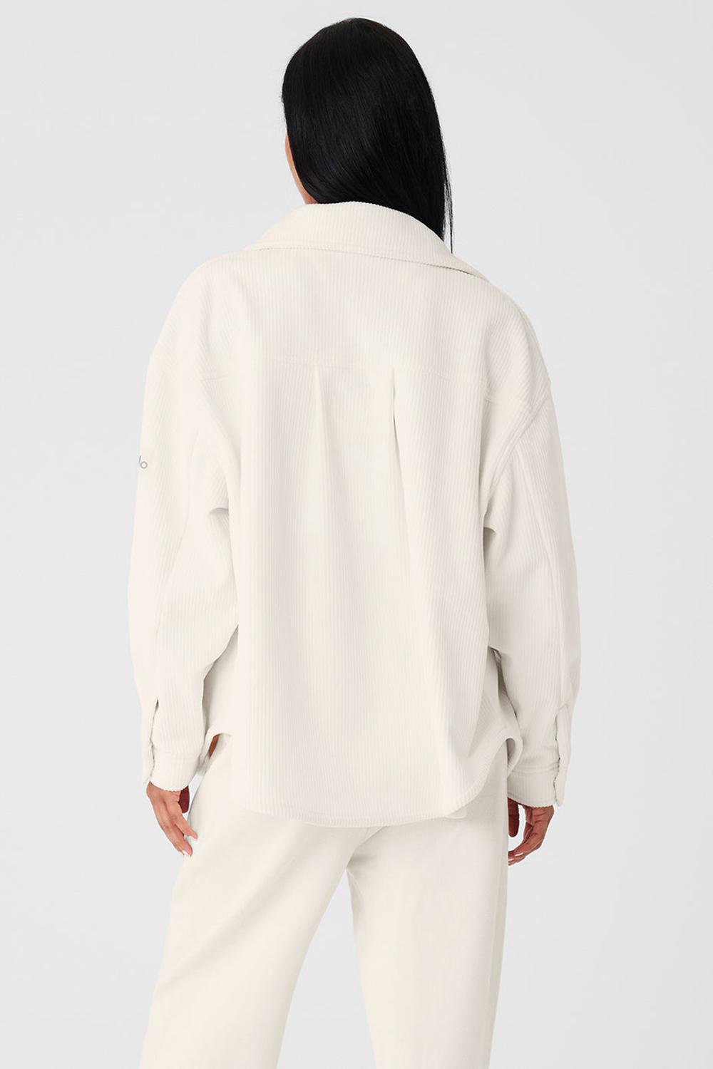 Alo Yoga Ribbed Velour Mountain Side Shacket Donna Giacca Ivory | Italia  GEL-650423