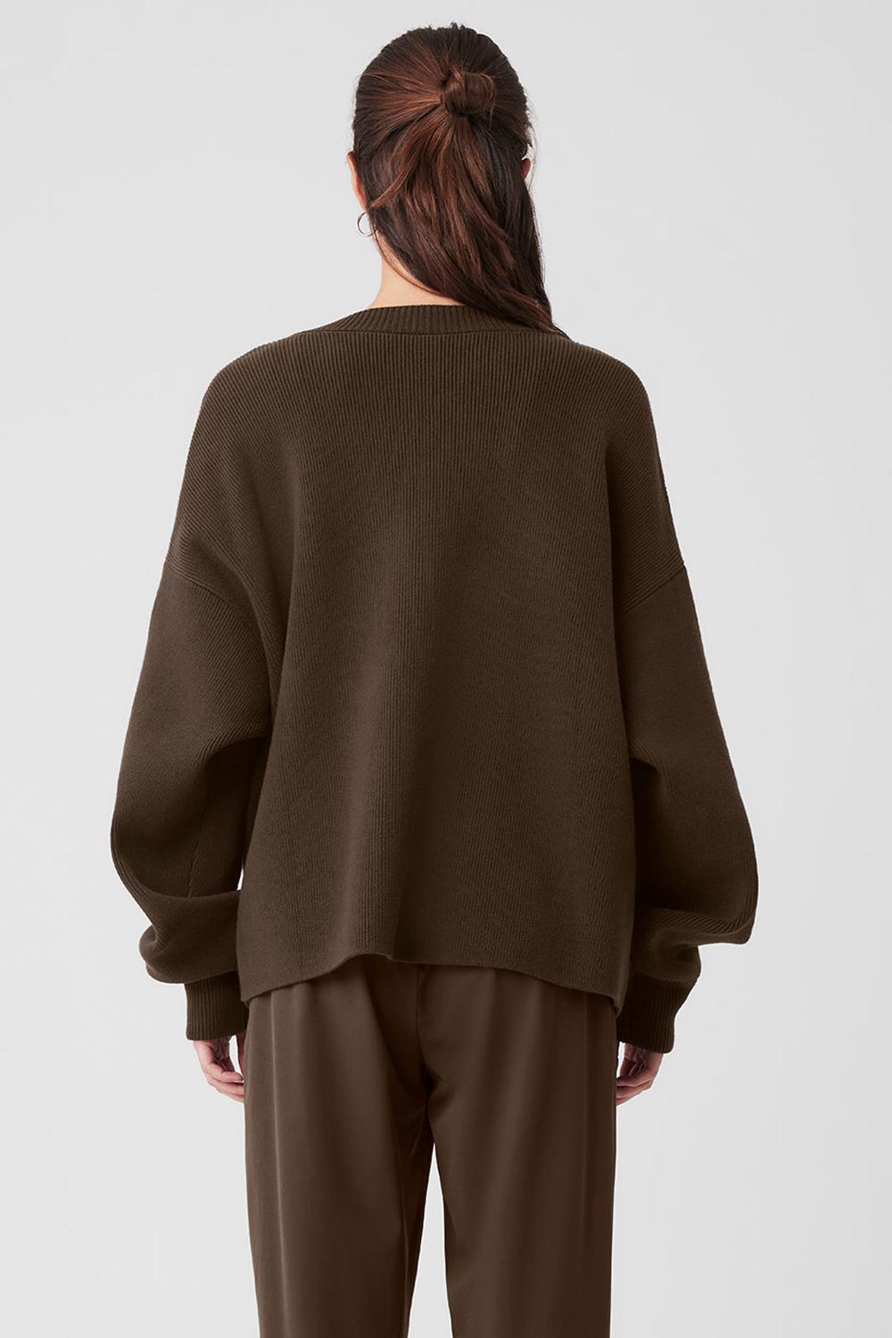 Alo Yoga Scholar Cardigan Donna Maglia Espresso | Italia  SAT-047539