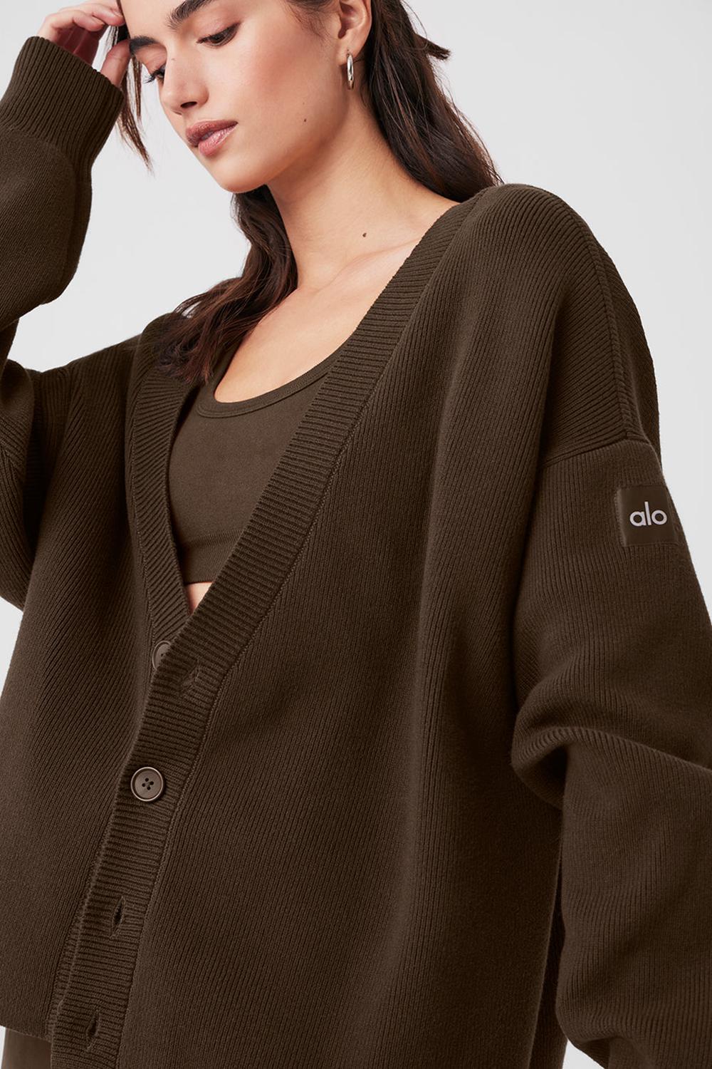 Alo Yoga Scholar Cardigan Donna Maglia Espresso | Italia  SAT-047539