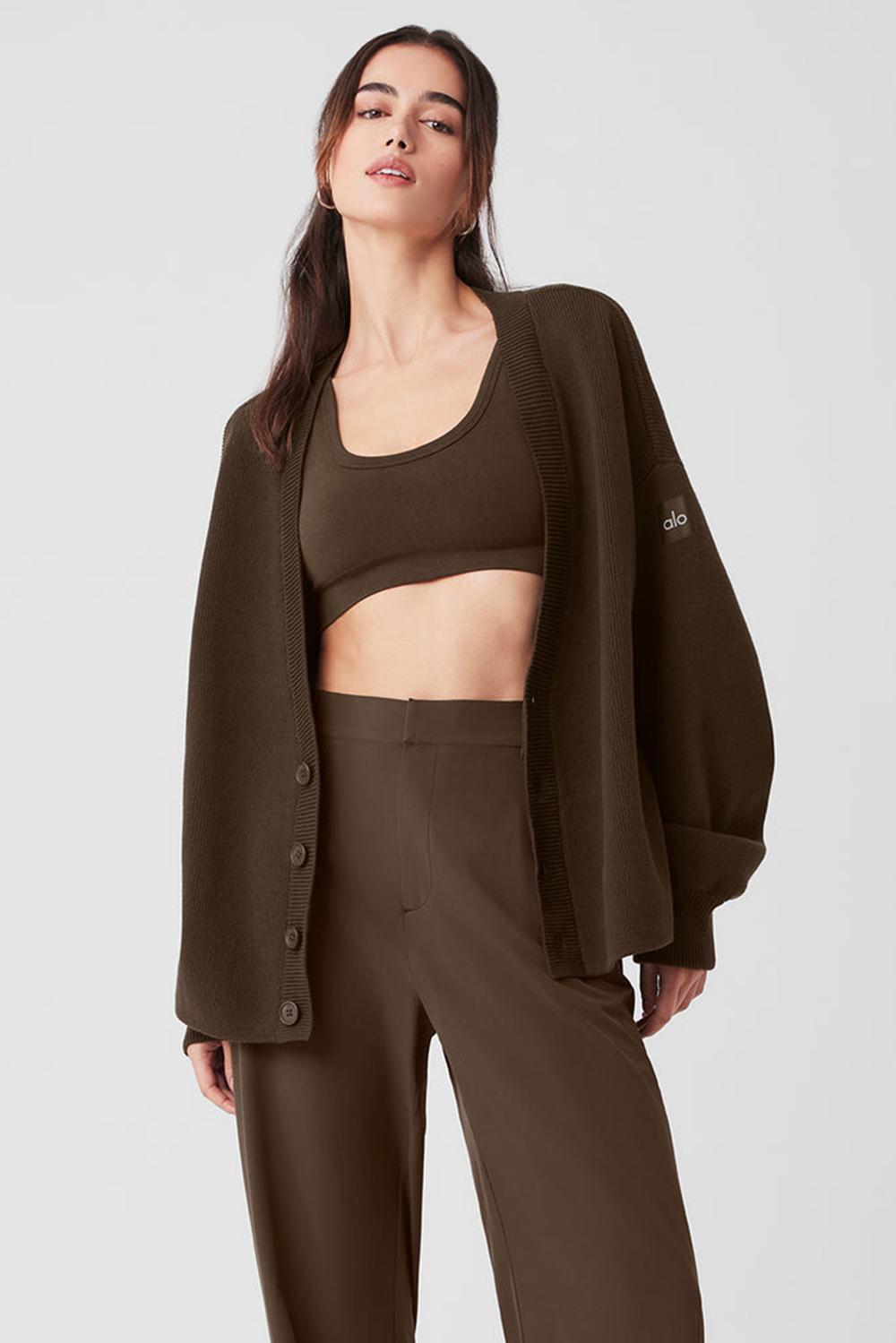 Alo Yoga Scholar Cardigan Donna Maglia Espresso | Italia  SAT-047539
