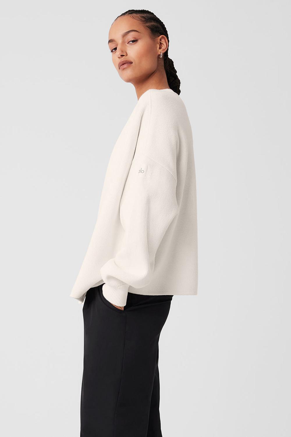 Alo Yoga Scholar Cardigan Donna Maglia Ivory | Italia  PEI-407183