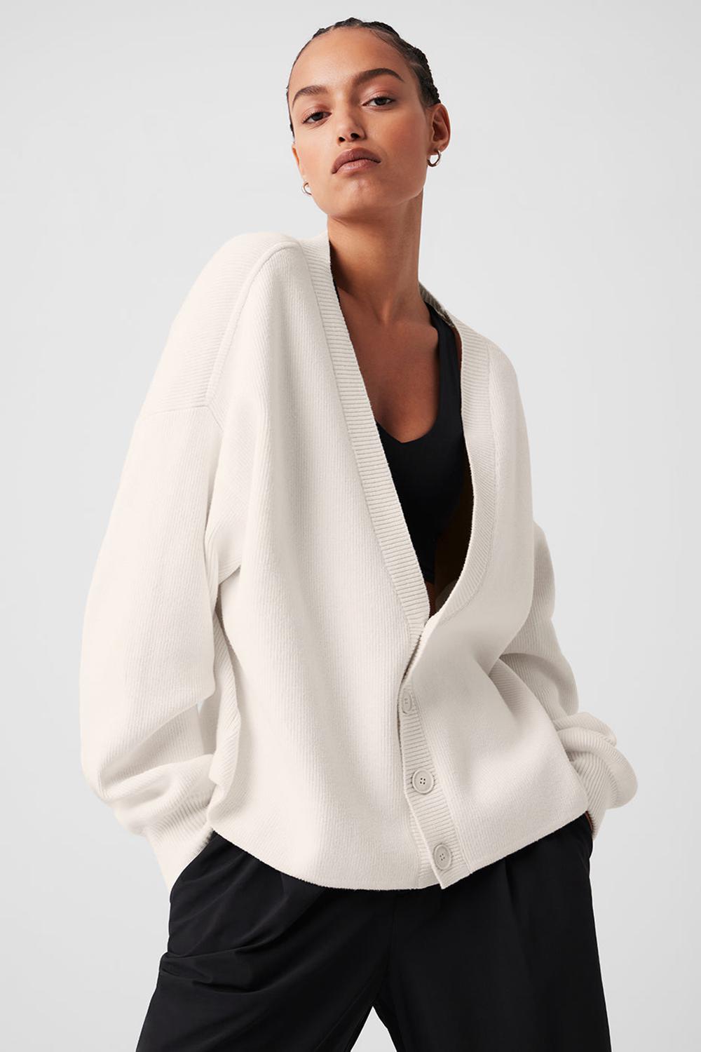 Alo Yoga Scholar Cardigan Donna Maglia Ivory | Italia  PEI-407183