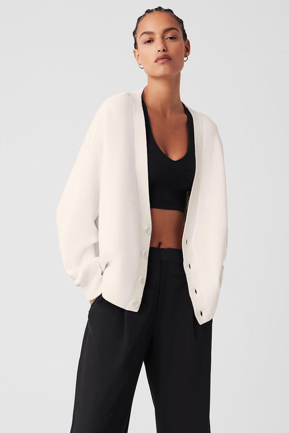Alo Yoga Scholar Cardigan Donna Maglia Ivory | Italia  PEI-407183