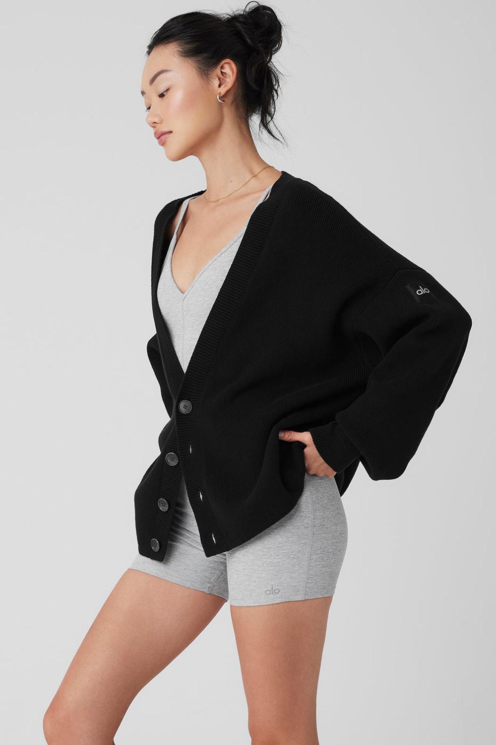 Alo Yoga Scholar Cardigan Donna Maglia Nere | Italia  HTX-813605