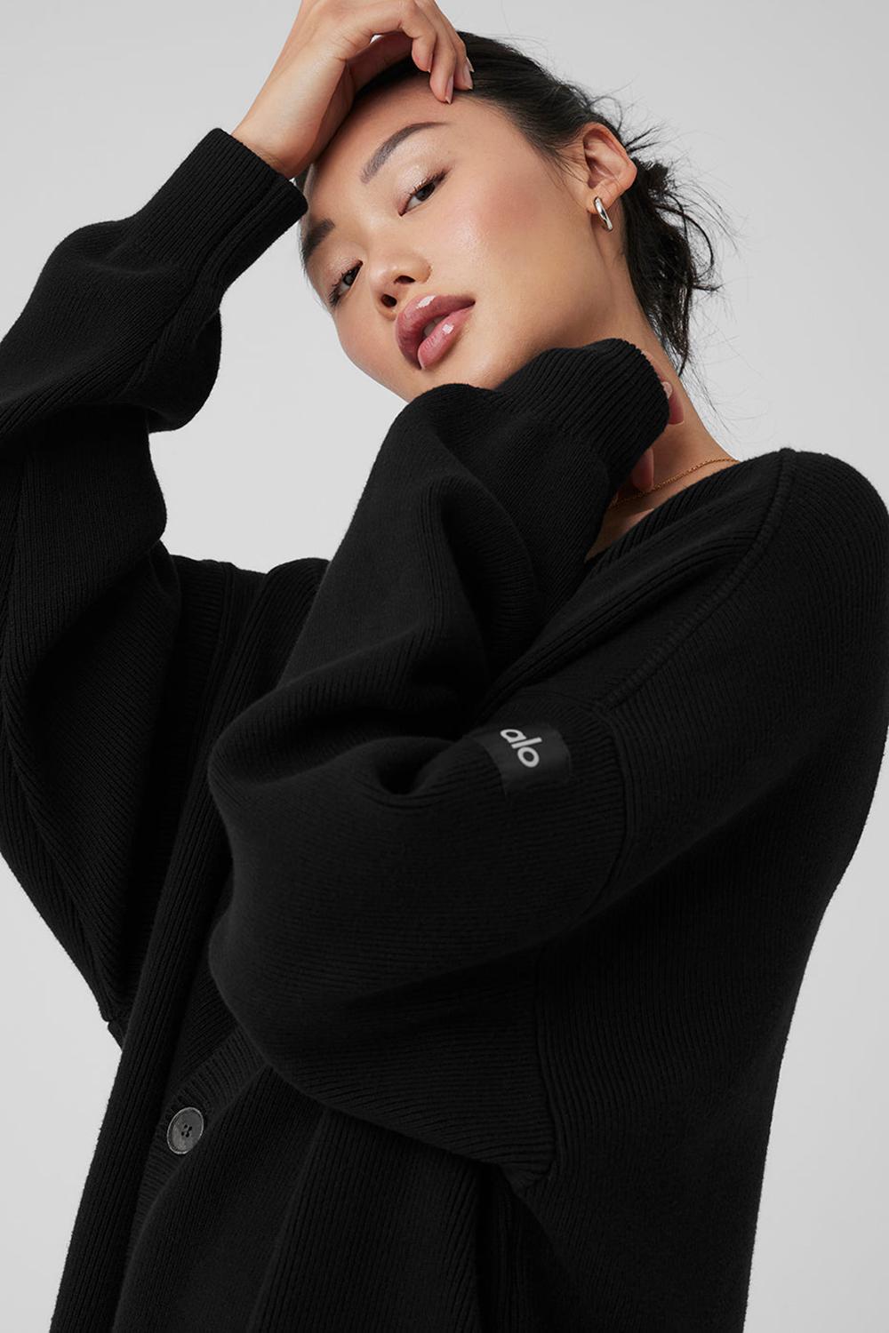 Alo Yoga Scholar Cardigan Donna Maglia Nere | Italia  HTX-813605
