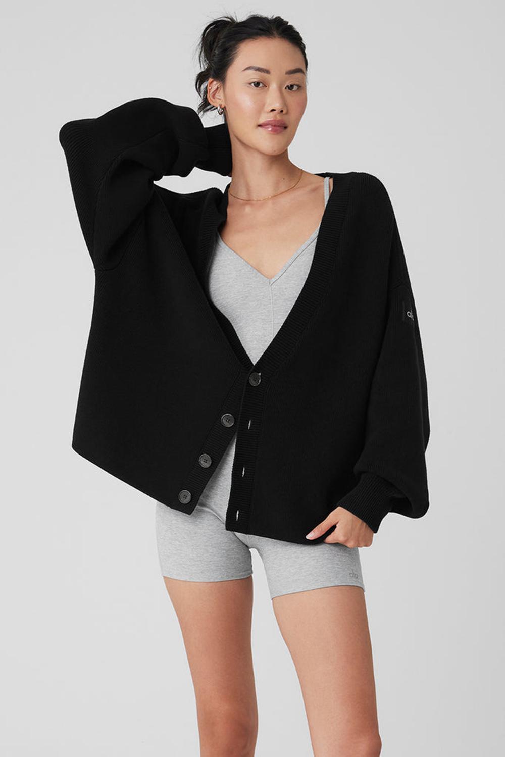 Alo Yoga Scholar Cardigan Donna Maglia Nere | Italia  HTX-813605