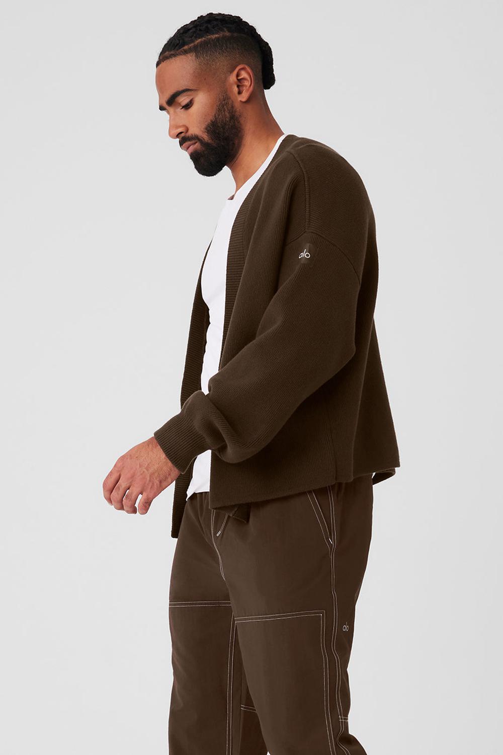 Alo Yoga Scholar Cardigan Uomo Maglia Espresso | Italia  JFB-473251