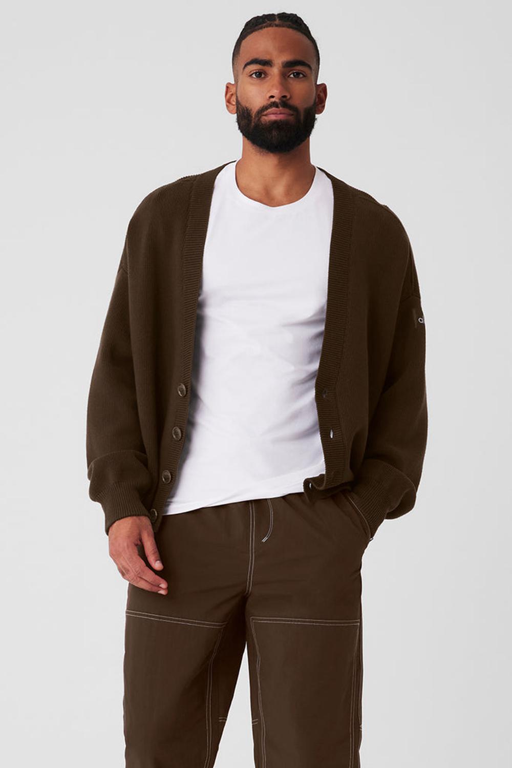 Alo Yoga Scholar Cardigan Uomo Maglia Espresso | Italia  JFB-473251