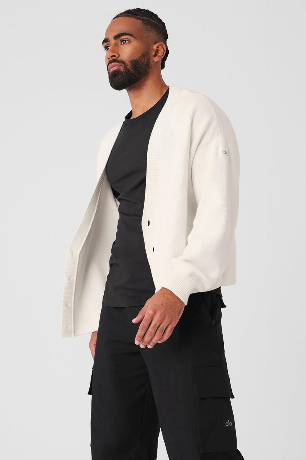 Alo Yoga Scholar Cardigan Uomo Maglia Ivory | Italia  TCH-419682