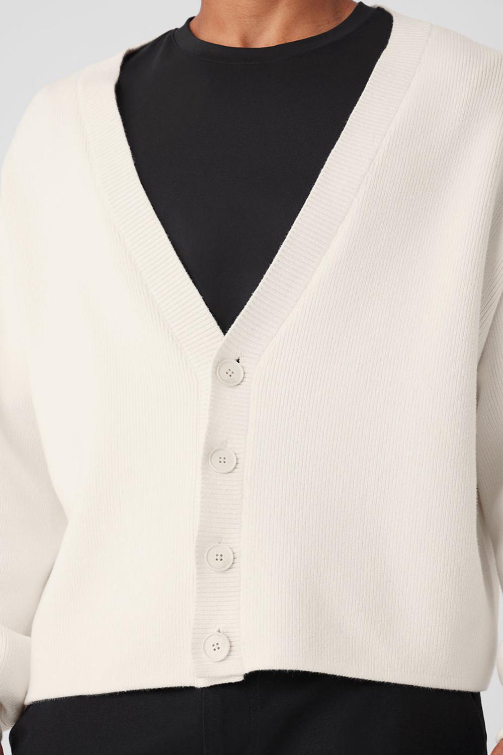Alo Yoga Scholar Cardigan Uomo Maglia Ivory | Italia  TCH-419682