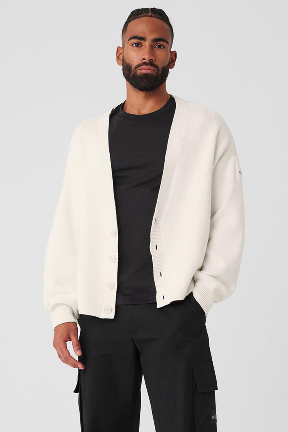 Alo Yoga Scholar Cardigan Uomo Maglia Ivory | Italia  TCH-419682