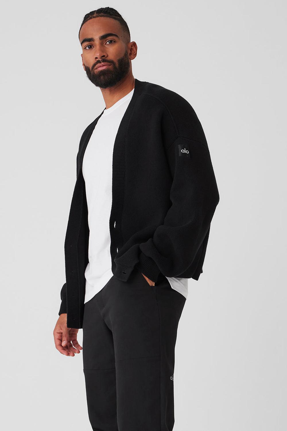 Alo Yoga Scholar Cardigan Uomo Maglia Nere | Italia  PXS-895076