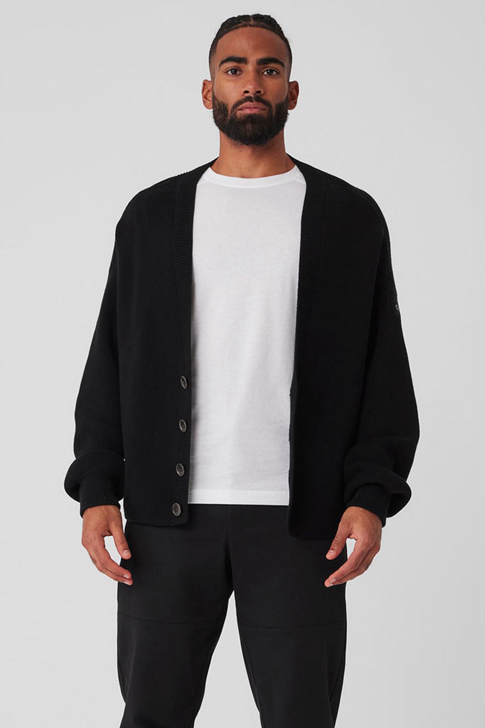Alo Yoga Scholar Cardigan Uomo Maglia Nere | Italia  PXS-895076