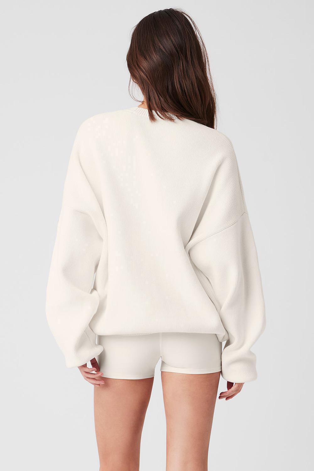Alo Yoga Scholar Crew Neck Donna Maglia Ivory | Italia  XAK-157962