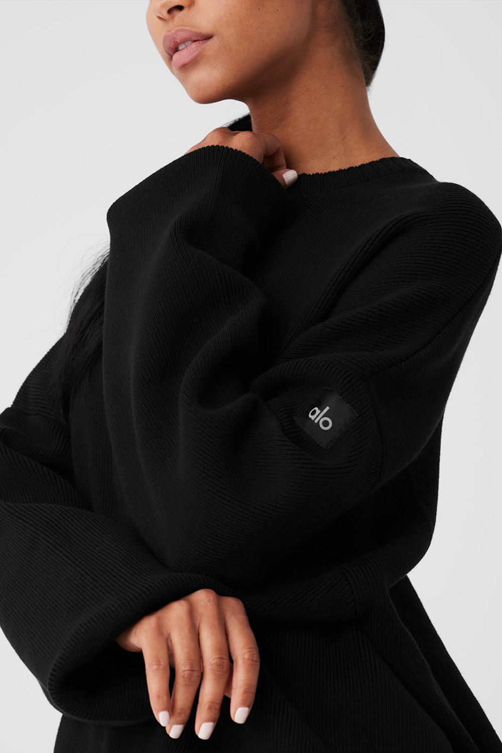 Alo Yoga Scholar Crew Neck Donna Maglia Nere | Italia  EUK-316980