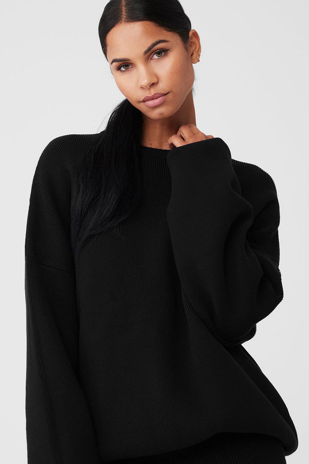 Alo Yoga Scholar Crew Neck Donna Maglia Nere | Italia  EUK-316980
