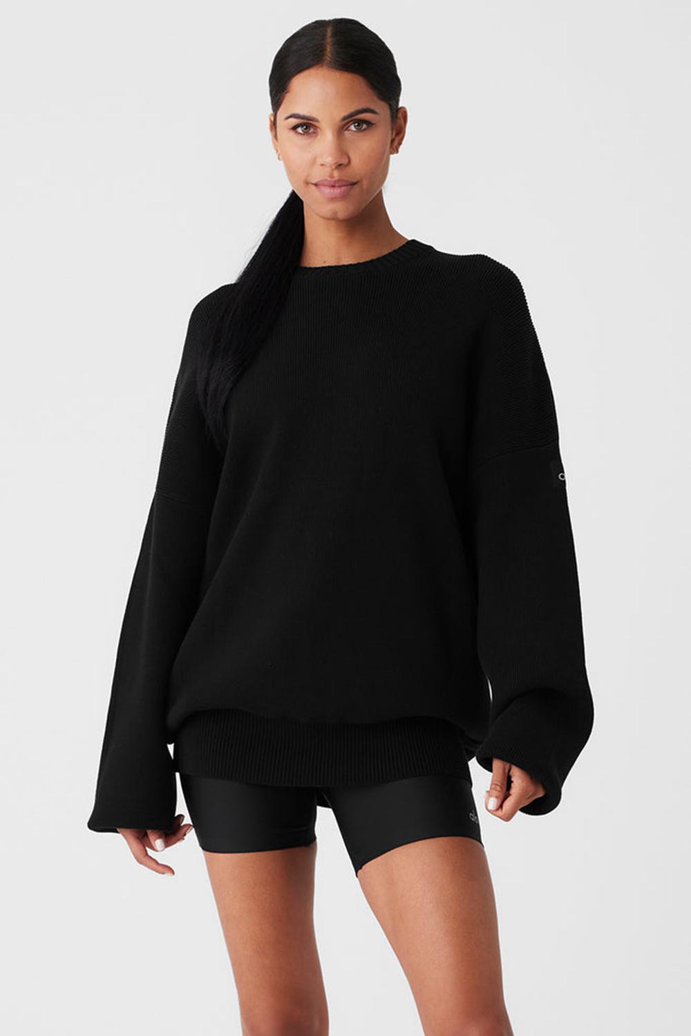 Alo Yoga Scholar Crew Neck Donna Maglia Nere | Italia  EUK-316980