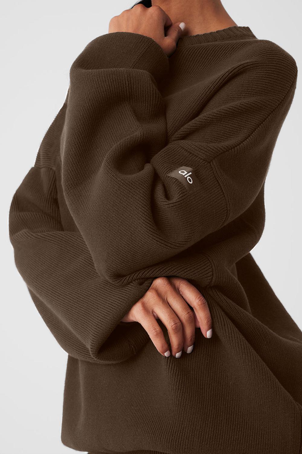 Alo Yoga Scholar Crew Neck Donna Maglia Espresso | Italia  CYA-107489