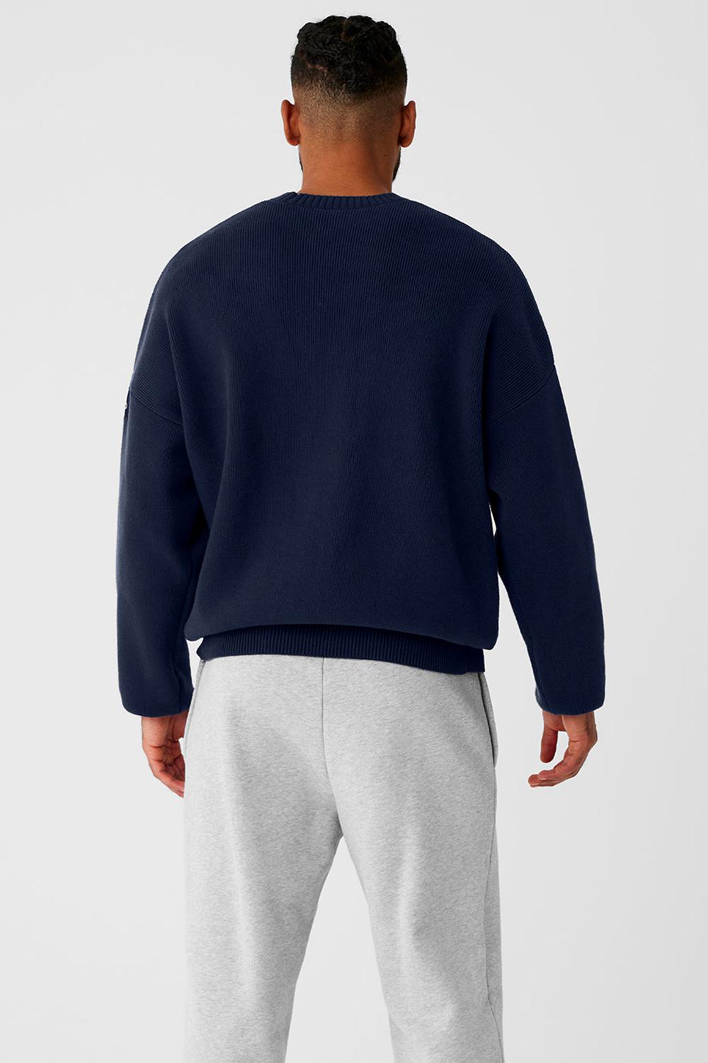 Alo Yoga Scholar Crew Neck Uomo Maglia Blu Marino | Italia  LIP-407389