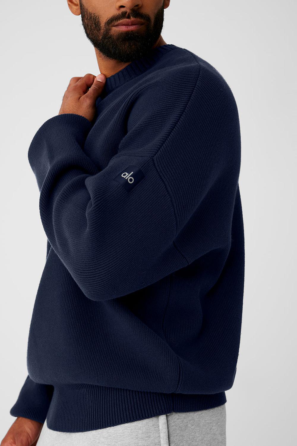 Alo Yoga Scholar Crew Neck Uomo Maglia Blu Marino | Italia  LIP-407389