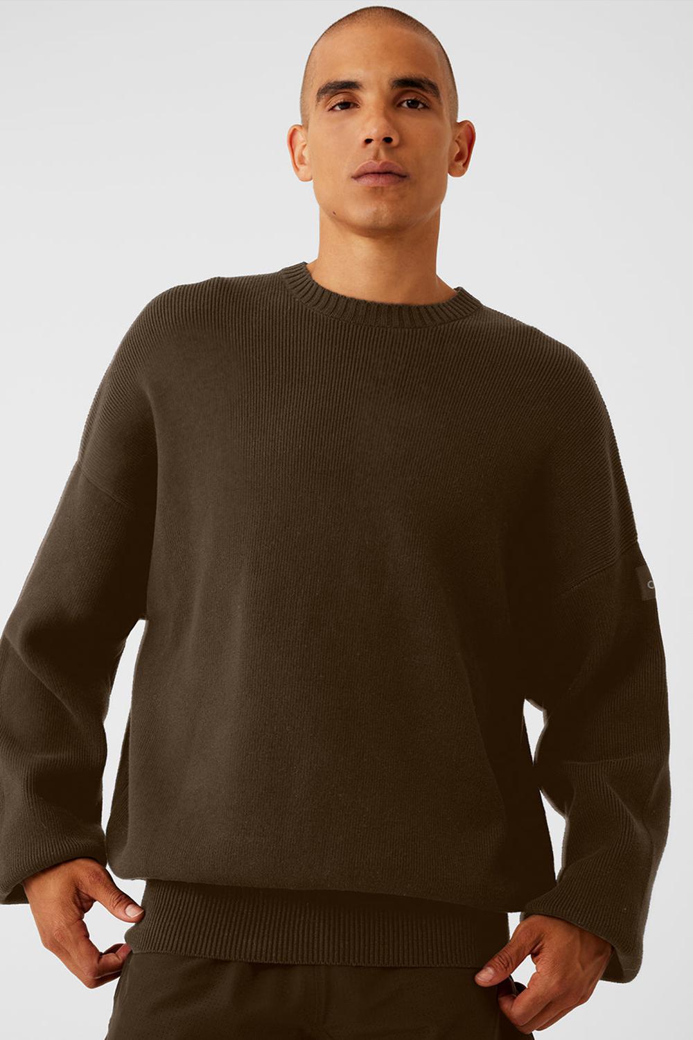 Alo Yoga Scholar Crew Neck Uomo Maglia Espresso | Italia  XYZ-672481