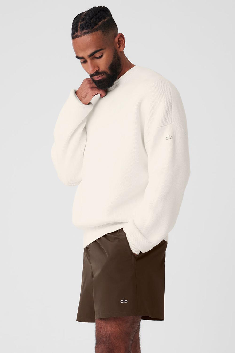 Alo Yoga Scholar Crew Neck Uomo Maglia Ivory | Italia  WDH-031986