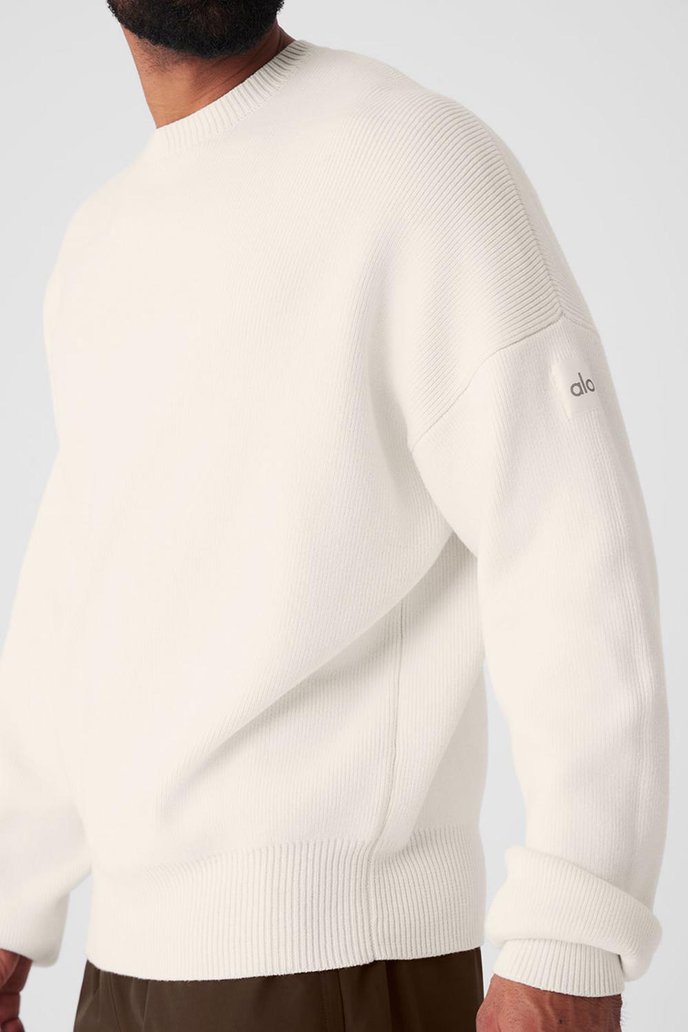 Alo Yoga Scholar Crew Neck Uomo Maglia Ivory | Italia  WDH-031986